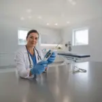 Especialista hace uso del termómetro veterinario