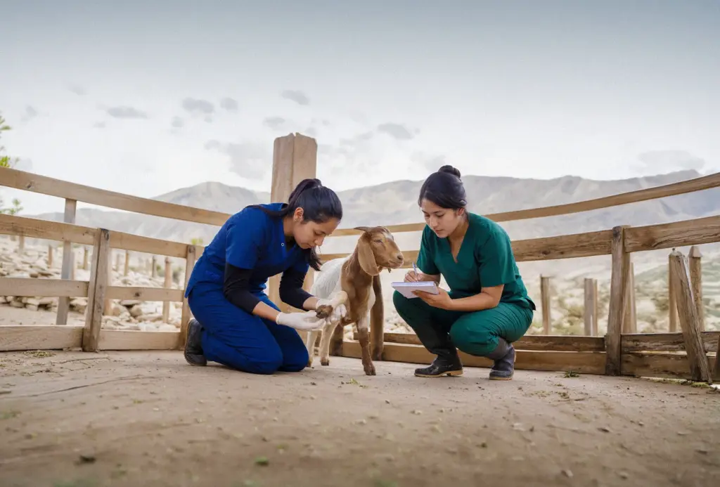 Jóvenes de la carrera de veterinaria realizando un correcto podo de uñas en animales