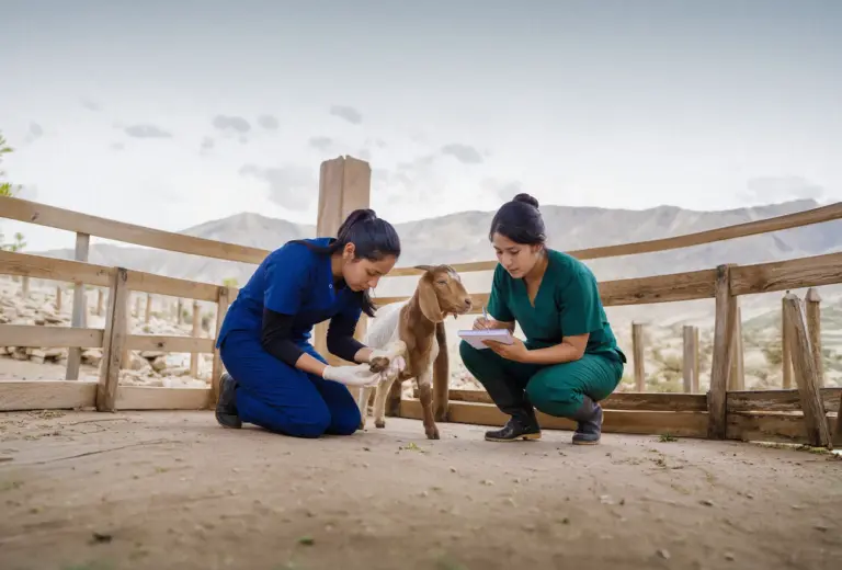 Jóvenes de la carrera de veterinaria realizando un correcto podo de uñas en animales